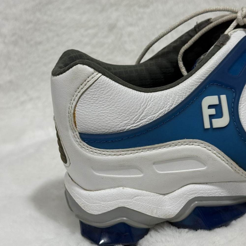 FootJoy Tour-S Golf Shoes White Blue Spiked Golf Shoes Men's Size 8.5M 55301 - Picture 9 of 12